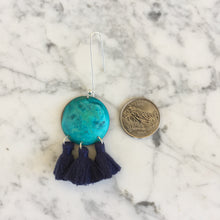 Load image into Gallery viewer, Turquoise + Indigo Tassel Earrings