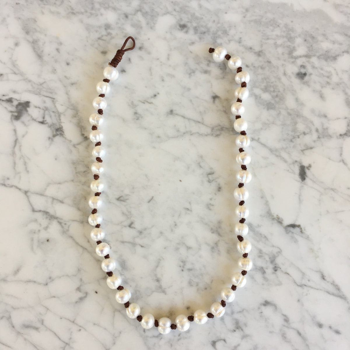 Leather pearl necklace,, 2mm leather cord, Single white pearl choker  necklace, Affordable gift, Free shipping, Organza bag included