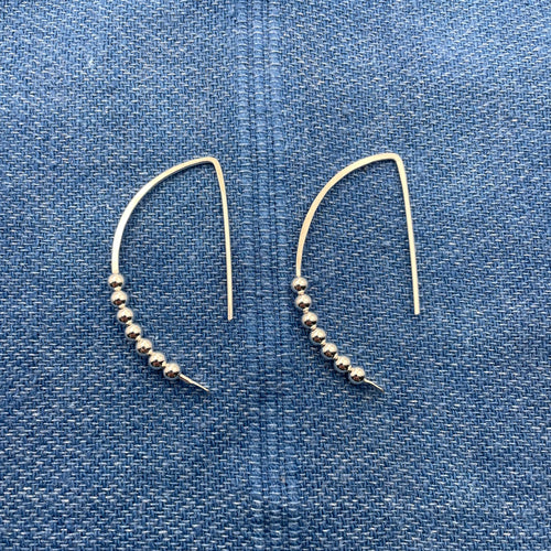 Half Moon Beaded Earrings - Sterling Silver