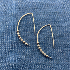 Half Moon Beaded Earrings - Sterling Silver