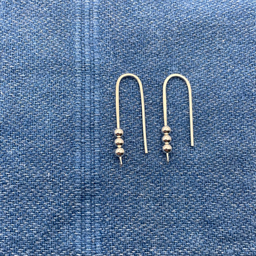 Medium Beaded Earrings - Sterling Silver