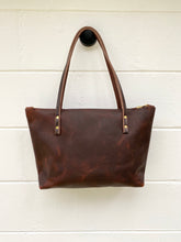 Load image into Gallery viewer, Small Worn Saddle Barn Tote with Outside Pocket and Zipper