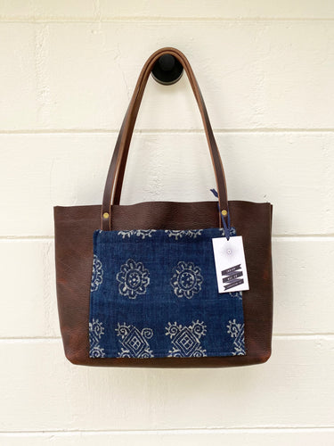 Small Indigo + Worn Saddle Barn Tote