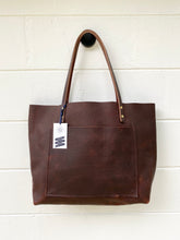 Load image into Gallery viewer, Large Worn Saddle Barn Tote with Outside Pocket