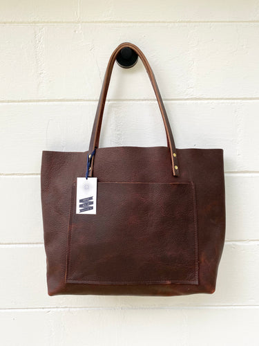 Large Worn Saddle Barn Tote with Outside Pocket