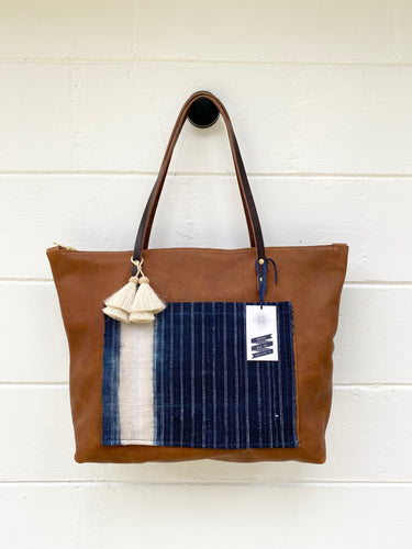 Large Indigo + Tumbleweed Barn Tote with Zipper