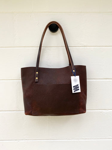 Small Worn Saddle Barn Tote with Outside Pocket