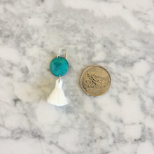 Load image into Gallery viewer, Tiny Turquoise + White Tassel Earrings