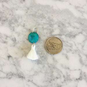 Tiny Turquoise + White Tassel Earrings