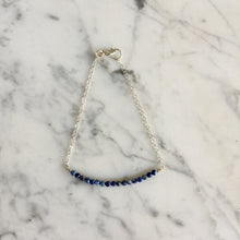 Load image into Gallery viewer, Delicate Lapis + Silver Bracelet