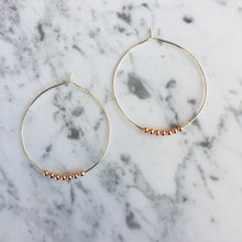Load image into Gallery viewer, Sterling Silver + Copper Ball Hoops