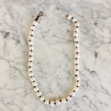 Load image into Gallery viewer, Pearl + Leather Knot Necklace