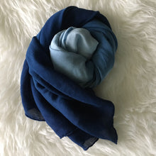 Load image into Gallery viewer, handmade indigo scarf, dipped dyed indigo scarf