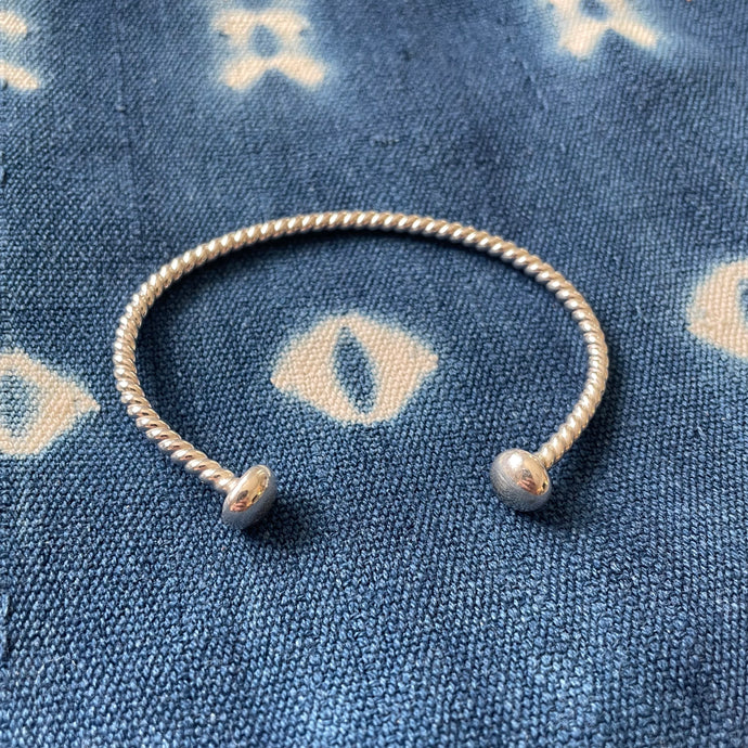 Twisted Sterling Ball Cuff