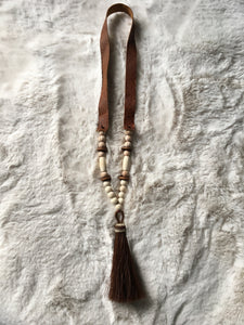 Horsehair Tassel + Wooden Bead Necklace